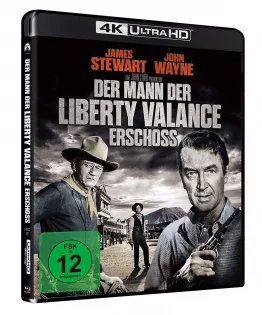 John Wayne in Der Mann der Liberty Valance erschoss auf 4K Blu-ray Disc (Cover mit James Stewart)