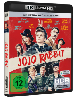 Offizielles Jojo Rabbit Cover der 4K Ultra HD Blu-ray Disc mit Regisseur Taika Waititi als Adolf Hitler