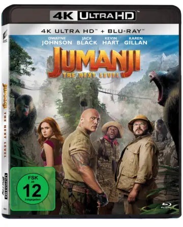 Jumanji: The Next Level 4K UHD Blu-ray Cover mit Dwayne Johnson