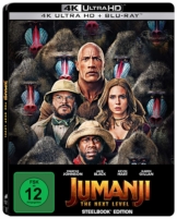 Jumanji: The Next Level 4K UHD Steelbook Cover mit Dwayne Johnson, Kevin Hart und Jack Black
