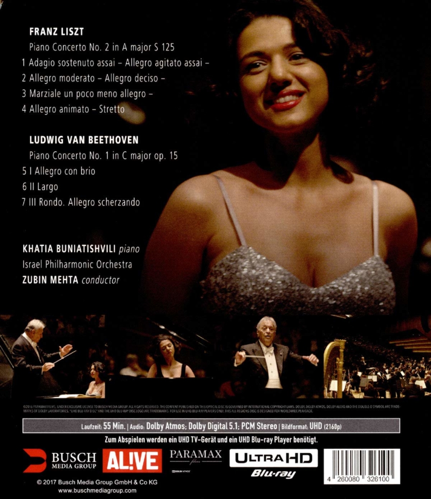 Khatia Buniatishvili 4K UHD Blu-ray Disc (Backcover mit Dolby Atmos)