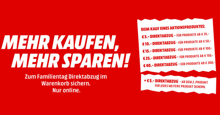 MediaMarkt: Mehr kaufen, mehr sparen – über 40 € Direktabzug