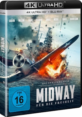 Midway 4K UHD Cover mit einem Flugzeug in der Luft