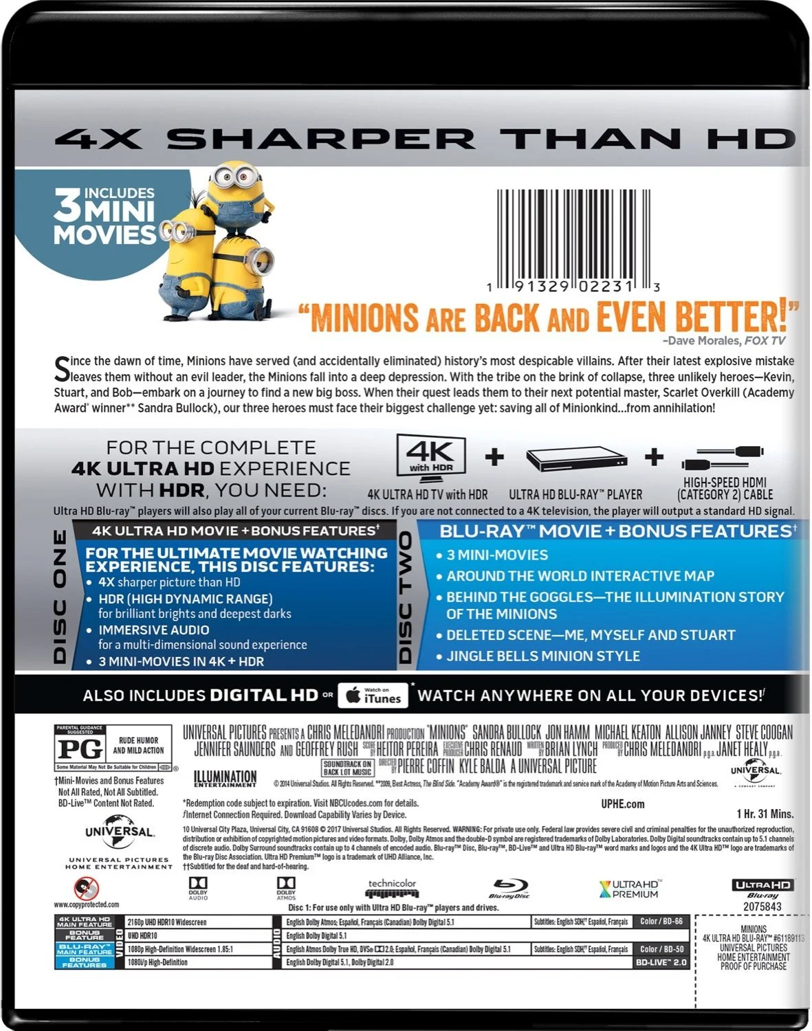Minions - Backcover der UHD-Blu-ray Disc