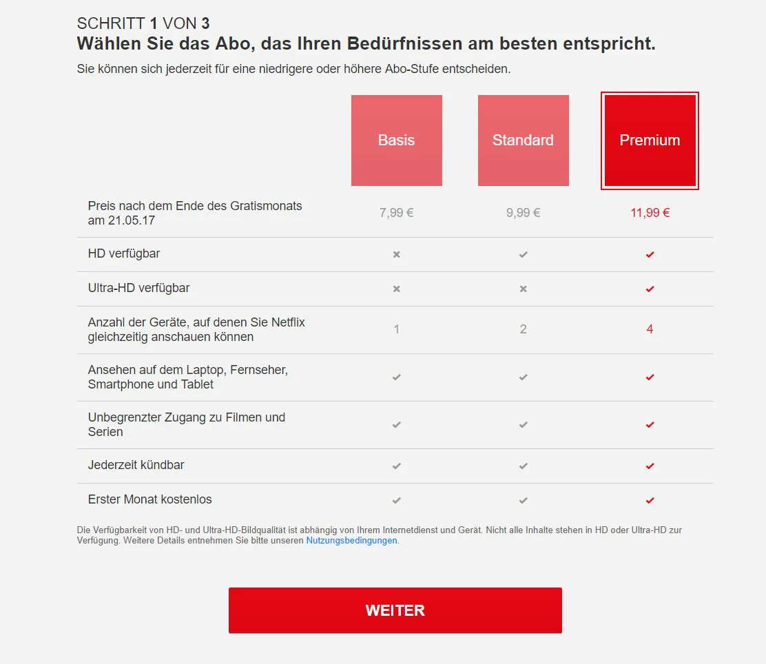 Netflix Abonnement wählen - Abos in der Übersicht