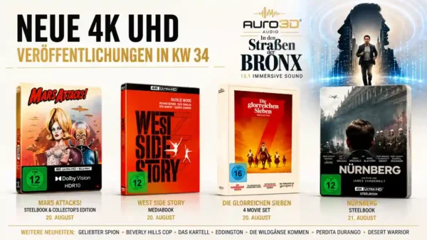 Neue 4K UHD Veröffentlichungen in KW 34