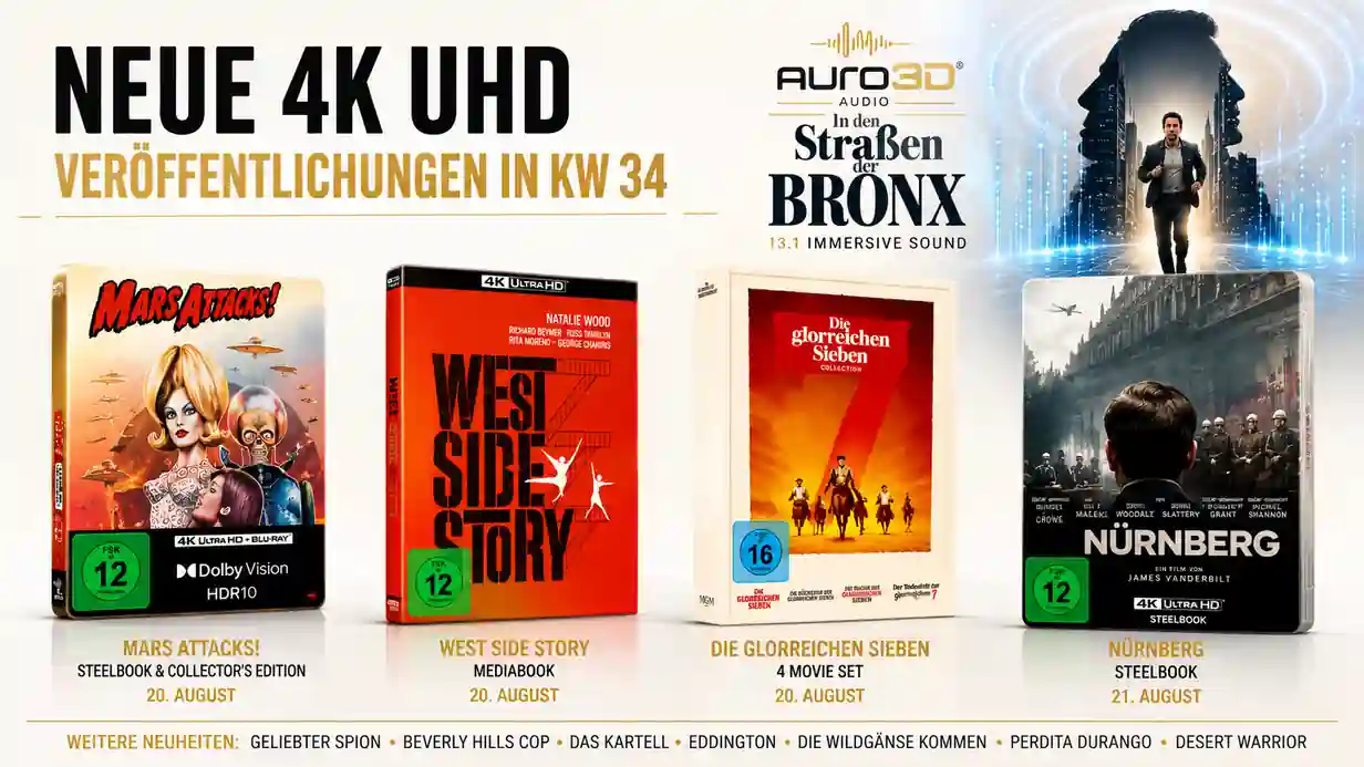 Neue 4K UHD Veröffentlichungen KW34