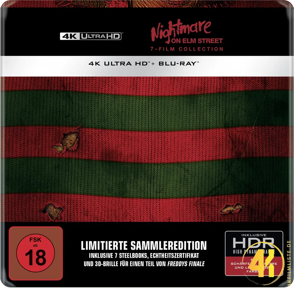 Nightmare On Elm Street 7 Film Collection Final 4K Steelbook Ultra HD Blu-ray Disc
