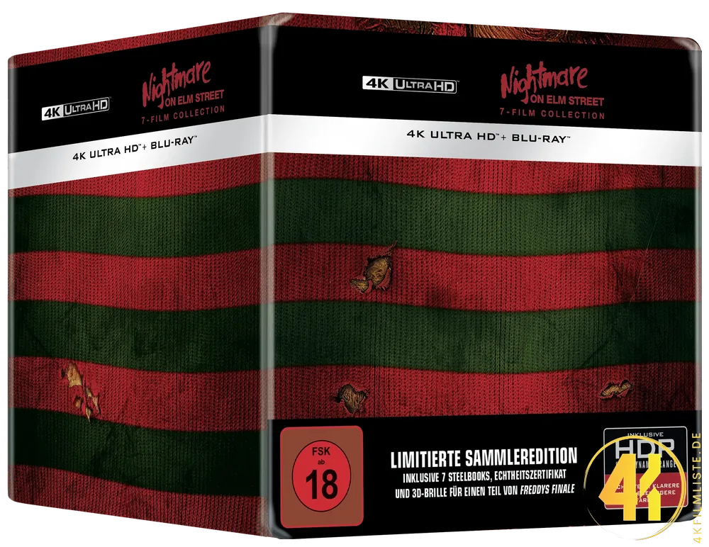 Nightmare on Elm Street 7 Movie Collection Seitenansicht 4K Steelbook Ultra HD Blu-ray Disc