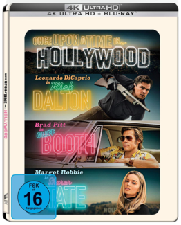 Once Upon A Time in Hollywood 4K UHD Steelbook Frontcover mit Brad Pitt und Leonardo DiCaprio