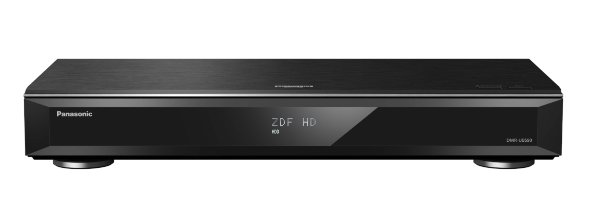 Frontansicht UHD Blu-ray Disc Recorder DMR-UBS90EGK mit DVB-S und DVB-S2 Twin Tuner und 2 TB Festplatte