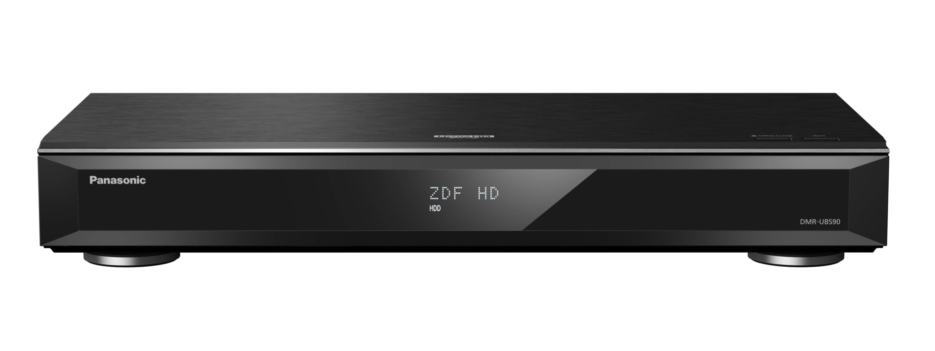 Frontansicht UHD Blu-ray Disc Recorder DMR-UBS90EGK mit DVB-S und DVB-S2 Twin Tuner und 2 TB Festplatte
