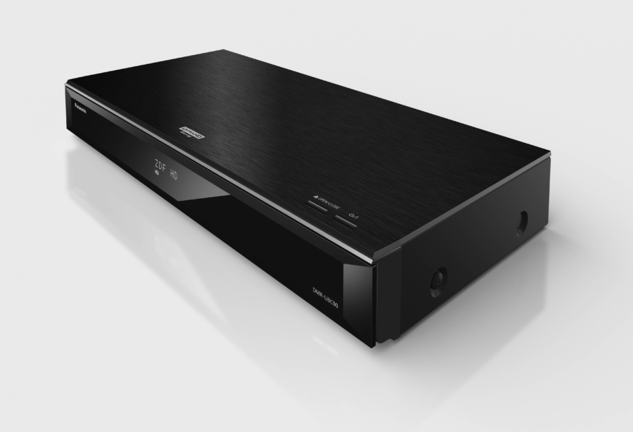Panasonic DMR-UBC90 UHD Blu-ray Player mit Twin Tuner in Schwarz (Ansicht: schräg oben)