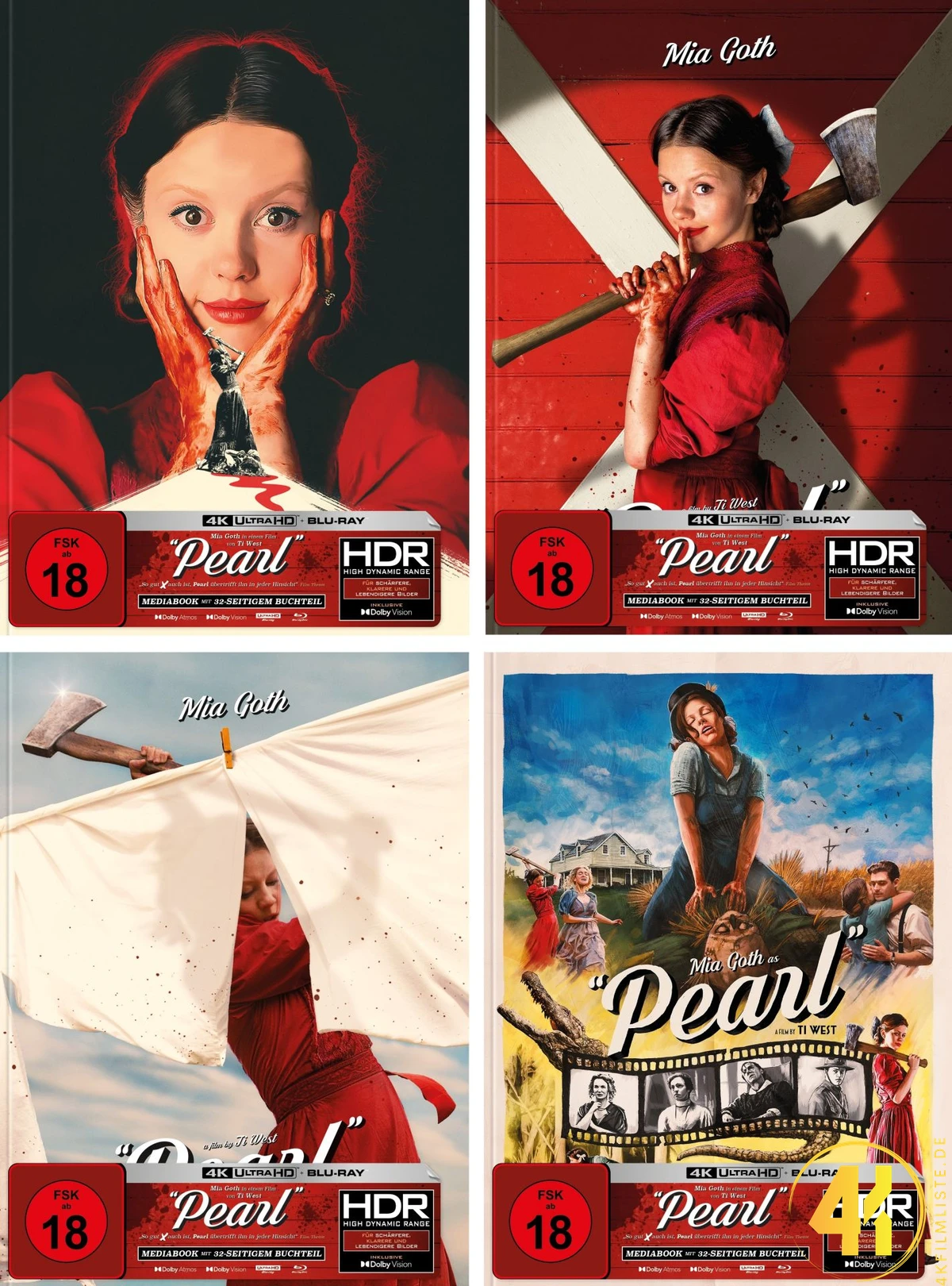 Pearl (Full Set / Cover A – D) – 4K Mediabook (UHD + Blu-ray Disc)