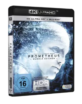 Prometheus 4K Blu-ray Disc (Dunkle Zeichen) Frontcover mit HDR Logo