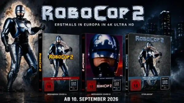 "RoboCop 2" erscheint erstmals in Europa auf 4K UHD-Blu-ray – Mediabook, Steelbook und Vorbesteller-Aktion bei Capelight Pictures