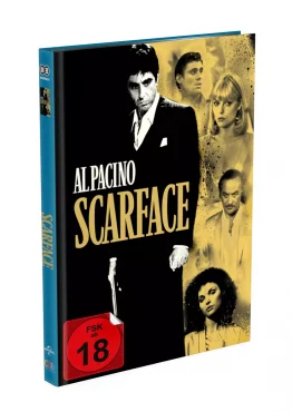 Scarface 4K Mediabook Cover C mit Michelle Pfeiffer und Al Pacino (mit FSK Logo)
