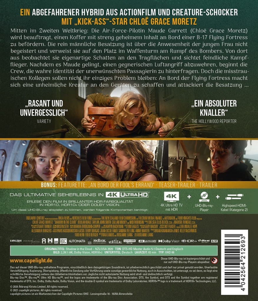 Shadow in the Cloud 4K Backcover (UHD Keep Case)