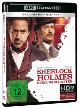 4K UHD Blu-ray Cover zu Sherlock Holmes 2 - Spiel im Schatten mit Robert Downey jr. und Jude Law