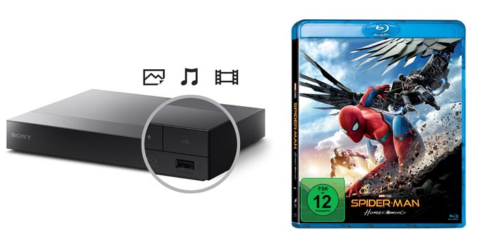 Sony BDP-S6700 Player mit Spider-Man Homecoming Blu-ray Disc