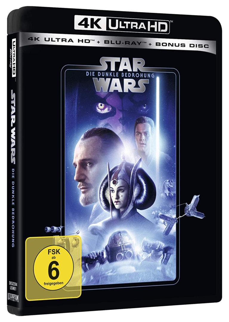 Star Wars Episode I - Eine dunkle Bedrohung - 4K Blu-ray (UHD Blu-ray Disc) Cover mit Ewan McGregor, Liam Neeson und Natalie Portman