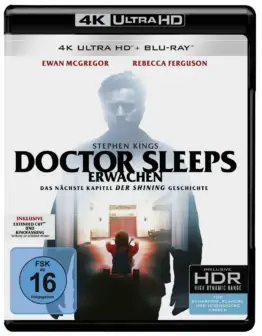 Stephen Kings Doctor Sleep 4K UHD Blu-ray Disc Cover mit Ewan McGregor zeigt Kinofassung und Extended Cut