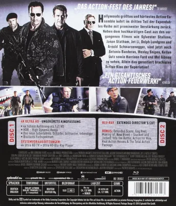 The Expendables 4K Blu-ray Disc (Backcover) mit Dolby Atmos