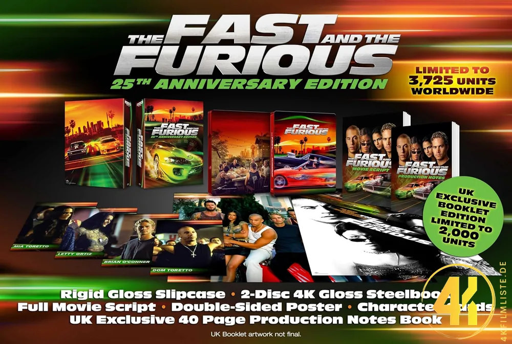 The Fast and the Furious 25th Anniversary Edition 4K Steelbook Ultra HD Blu-ray Disc