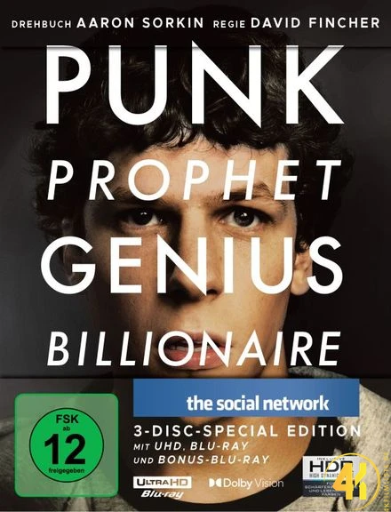 The Social Network 4K Steelbook Ultra HD Blu-ray Disc