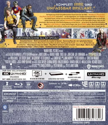 The Suicide Squad - 4K Blu-ray Backcover mit Dolby Atmos, Dolby Vision und HDR10+