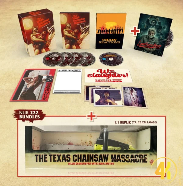 The Texas Chainsaw Massacre (Legendary Bundle mit Digipaks + Kettensägen Replik) – 4K Mediabook (UHD + 3x Blu-ray Disc + 2x Bonus Blu-rays)
