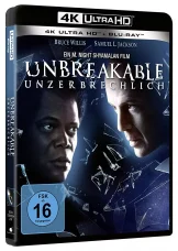 M. Night Shyamalan Unbreakable - Unzerbrechlich - 4K Blu-ray Disc Cover mit Bruce Willis und Samuel L. Jackson
