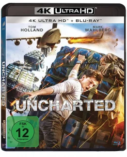 Uncharted - 4K Blu-ray Disc Cover mit Tom Holland