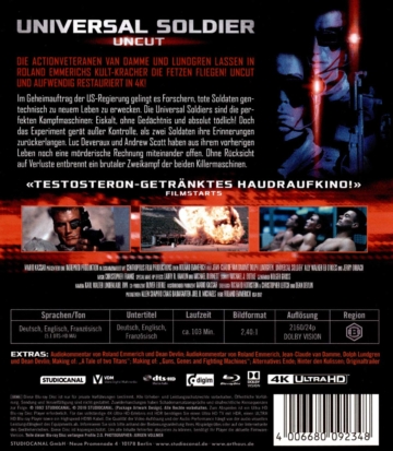 Universal Soldier 4K Blu-ray Disc Backcover