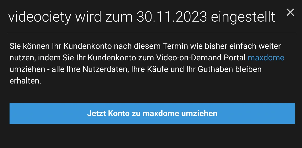 Videociety verabschiedet sich