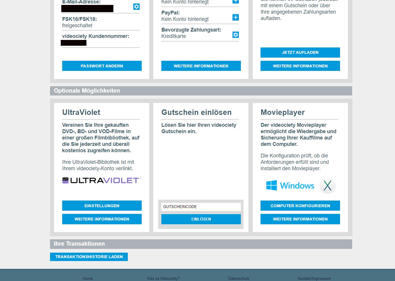 UltraViolet mit Videociety verknüpfen