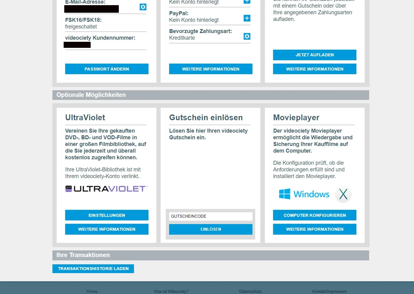 UltraViolet mit Videociety verknüpfen
