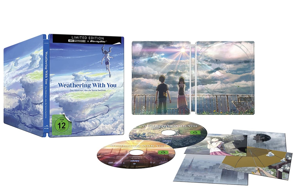 Innenansicht sowie Back- und Frontcover Weathering with you 4K Ultra HD Steelbook mit Artcards