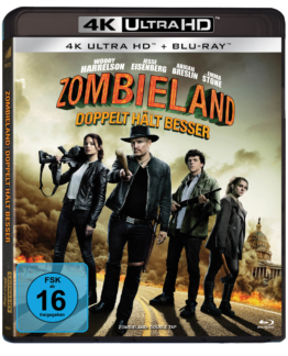 4K UHD Blu-ray Cover zu Zombieland Doppelt hält besser mit Jesse Eisenberg,Woody Harrelson und Emma Stone