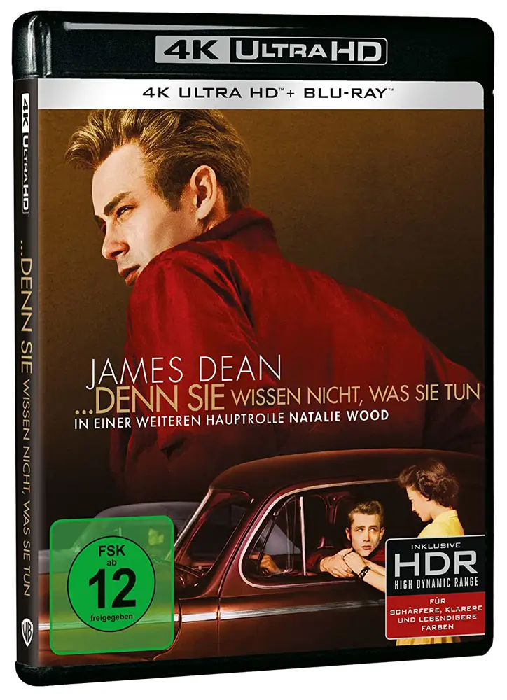 Finales Cover zu Denn sie wissen nicht, was sie tun mit James Dean. 4K Blu-ray Disc