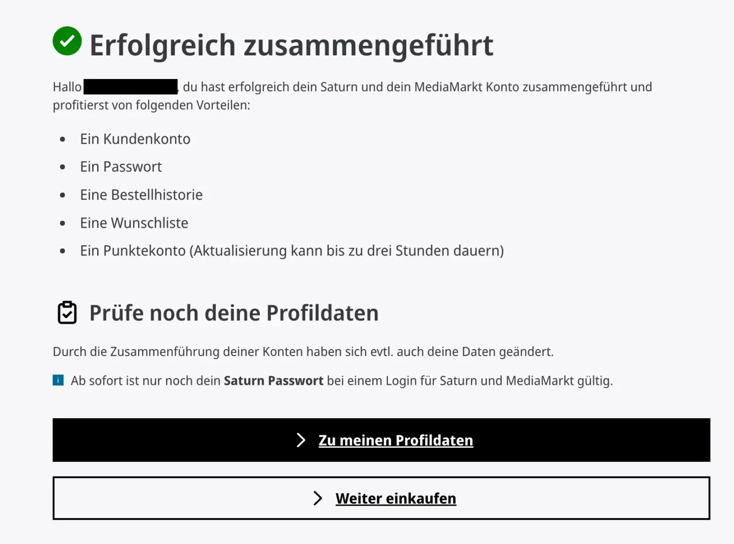 erfolgreiche Zusammenführung mySaturn MediaMarkt